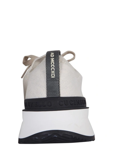 Shop Brunello Cucinelli Knit Sneakers In White