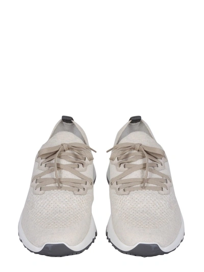 Shop Brunello Cucinelli Knit Sneakers In White