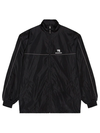 Shop Balenciaga Classic Nylon Track Jacket Black And White