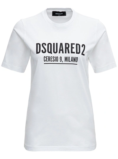 Dsquared2 Jersey T-shirt With Logo Print In White | ModeSens
