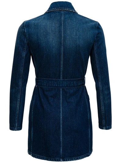 Shop Saint Laurent Saharienne Denim Jacket In Blu