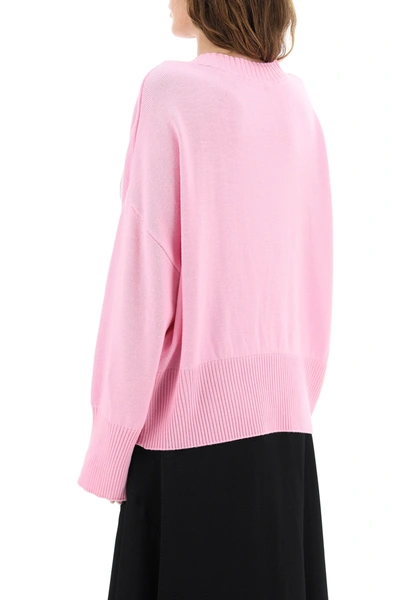Shop Moschino Couture Lurex Sweater In Pink,silver