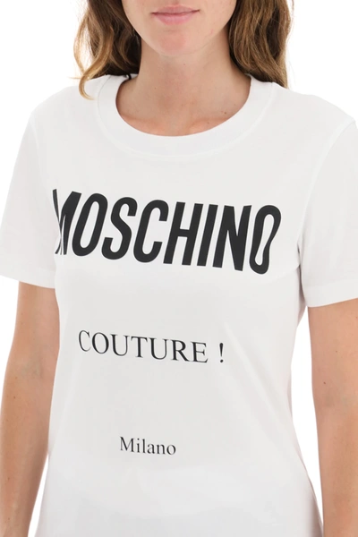 Shop Moschino Couture' Print T-shirt In White,black