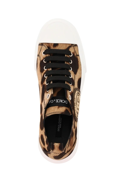 Shop Dolce & Gabbana Portofino Sneakers With Leopard Print In Brown,white,black