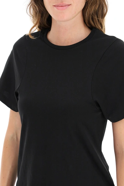 Shop Totême Curved T-shirt Monogram Embroidery In Black