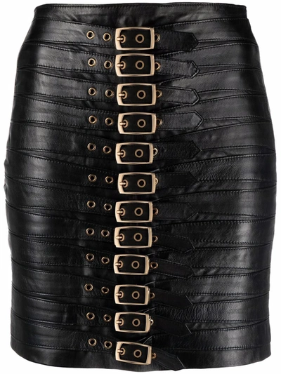 Shop Manokhi Buckle-detail Mini Skirt In Schwarz