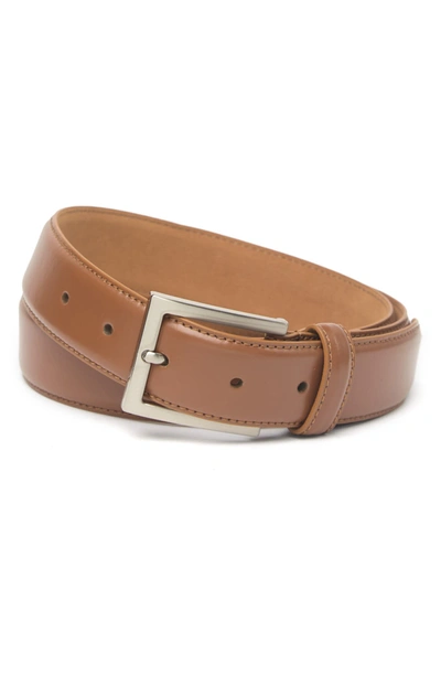Shop Cole Haan Feather Edge Leather Strap Belt In Tan