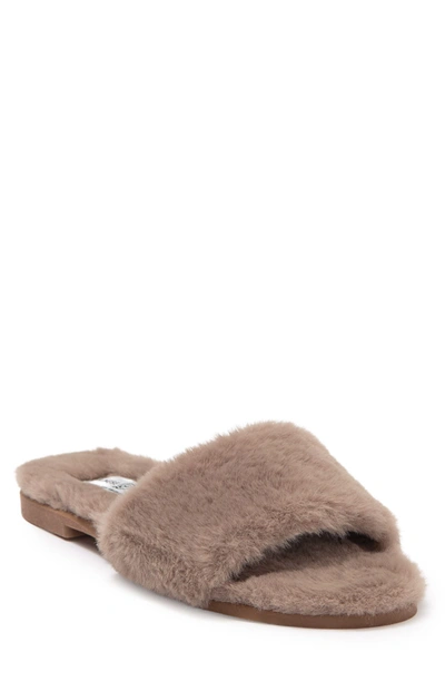 Shop Chinese Laundry Mulholland Faux Fur Slide Sandal In Taupe