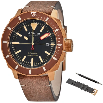 Shop Alpina Seastrong Diver 300 Mens Automatic Watch Al-525lbbr4v4 In Black / Bronze / Brown