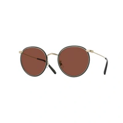 Shop Oliver Peoples Rosewood Round Sunglasses Ov1269st 5035c549 In Black,gold Tone,pink