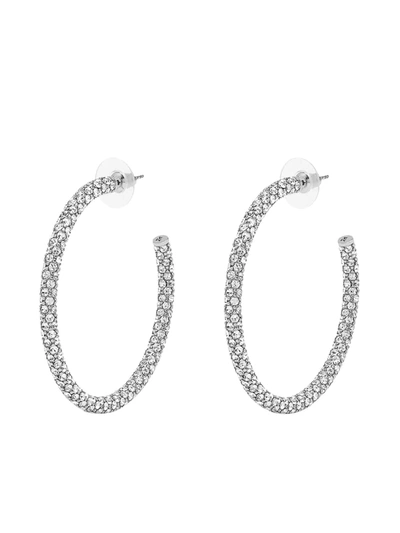 Shop Amina Muaddi Crystal-embellished Hoop Earrings In Silver