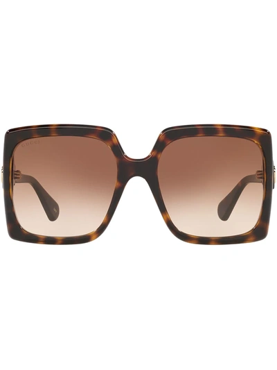Shop Gucci Oversized Square-frame Sunglasses In Braun