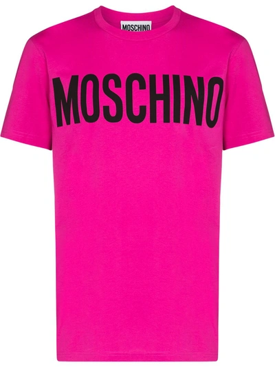 Shop Moschino Logo-print Short-sleeve T-shirt In Rosa