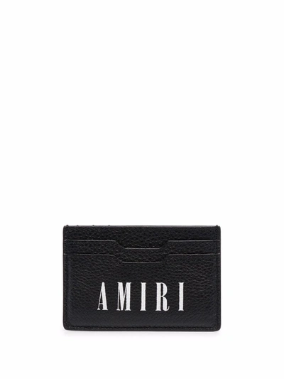 Shop Amiri Logo-print Leather Cardholder In Schwarz