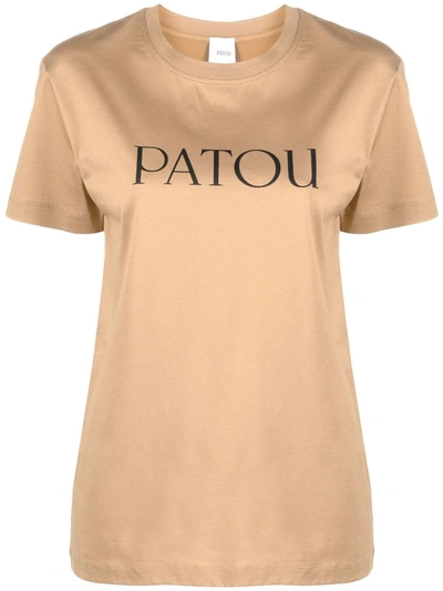 Shop Patou Logo-print Cotton T-shirt In Nude