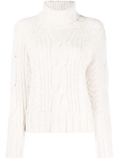 Shop P.a.r.o.s.h Cable-knit Roll-neck Jumper In Nude