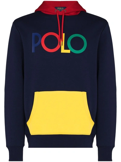 Polo Ralph Lauren Front Logo Color Block Hoodie In Navy | ModeSens