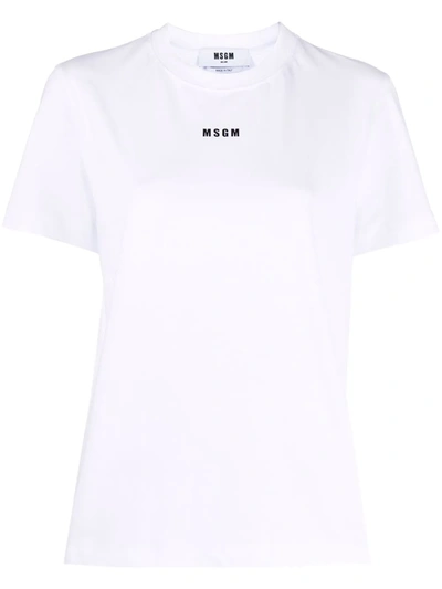 Shop Msgm Logo-print Short-sleeved T-shirt In White