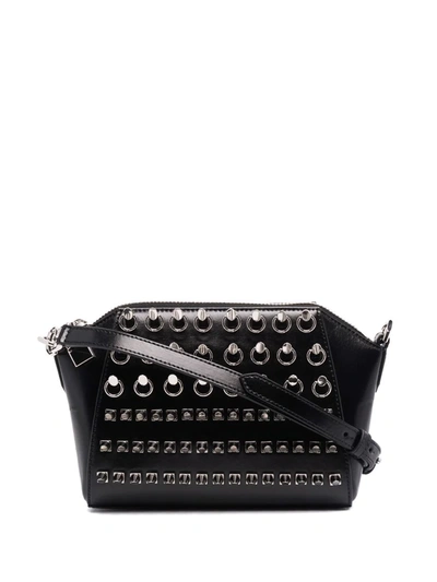 Shop Givenchy Studded Antigona Crossbody Bag In Black