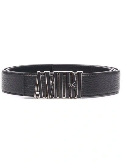 Shop Amiri Logo-plaque Leather Belt In Black