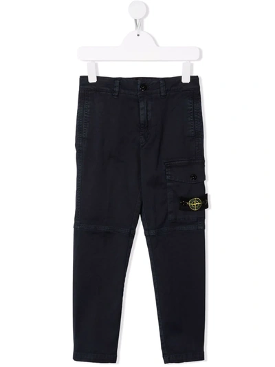 Shop Stone Island Junior Panelled Cargo Trousers In 蓝色