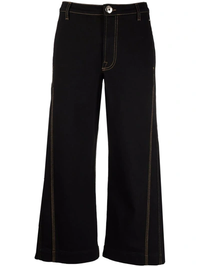 Shop Lanvin Flared Cropped Trousers In Black
