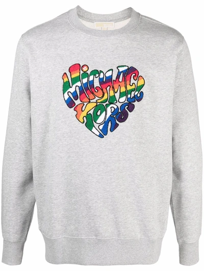 Shop Michael Michael Kors Logo-patch Melange Sweatshirt In 灰色