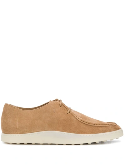 Shop Tod's Lace-up Suede Shoes In Brown