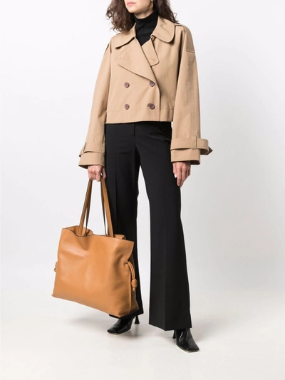 Shop Loewe Flamenco Xl& Leather Handbag In Brown
