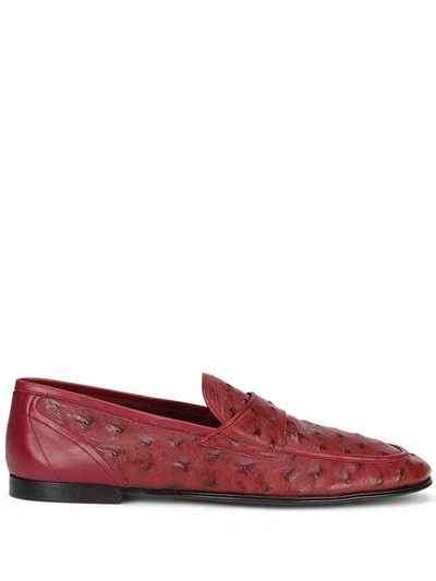 Shop Dolce & Gabbana Textured Slip-on Loafers In Rot
