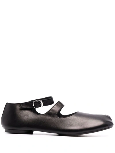 Shop Maison Margiela Tabi Leather Ballerina Shoes In Schwarz