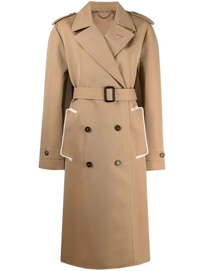 Shop Maison Margiela Double-breasted Trench Coat In Nude
