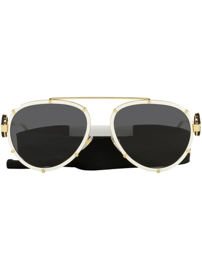 poison Mercury lame Versace Women's Brow Bar Aviator Sunglasses, 61mm In White/dark Gray |  ModeSens