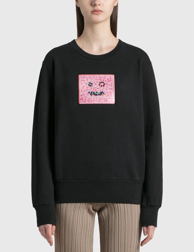Shop Acne Studios Beaded Face Sweatshirt In Black