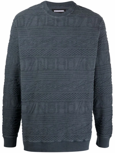 Shop Neighborhood Jacquard Knit Cotton Pullover In Blue