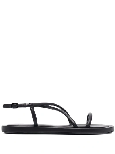 Shop Alexander Mcqueen Crossover Strap Open-toe Flat Sandals In Black