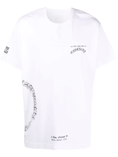 Shop Givenchy Chain Logo-print Short-sleeve T-shirt In White