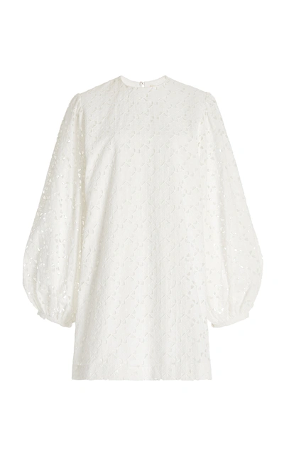 Shop Matin Women's Embroidered Eyelet Cotton Mini Dress In White