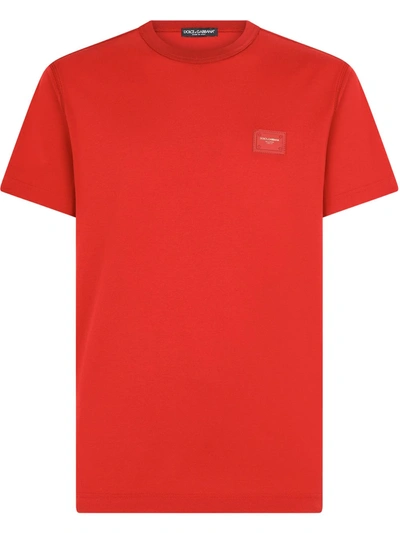 Shop Dolce & Gabbana Logo-patch T-shirt In Rot