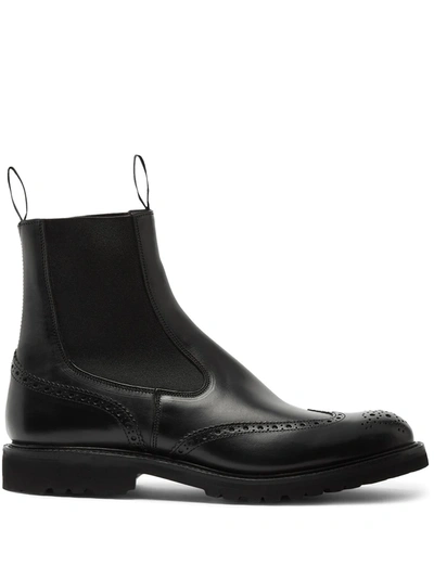 Shop Tricker's Henry Leather Chelsea Boots In Schwarz