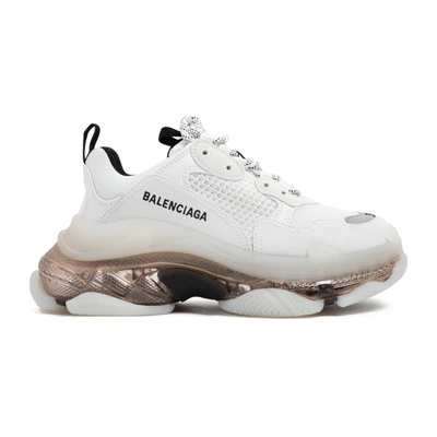 Balenciaga Triple S' Duo-tone Translucent Platform Sole Sneakers In 9010  White/blk/trasparent | ModeSens