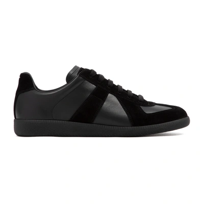 Shop Maison Margiela Leather Sneakers Shoes In Black