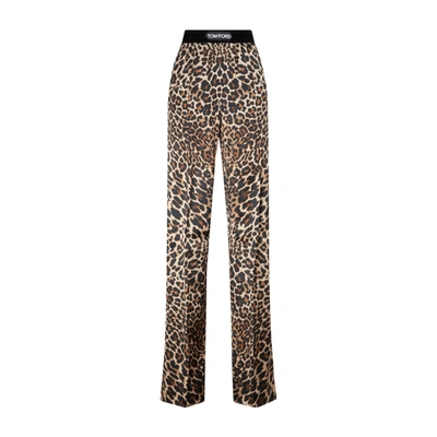 Shop Tom Ford Leopard Pajama Pants In Black