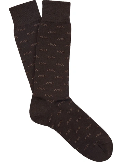 Shop Ermenegildo Zegna Triple-x Mid-calf Socks In Brown