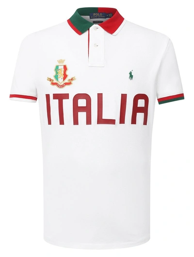 Shop Polo Ralph Lauren Italia Polo Shirt In White