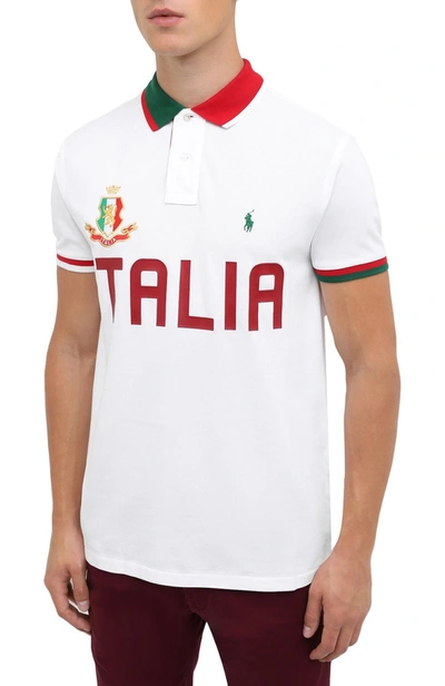 Shop Polo Ralph Lauren Italia Polo Shirt In White