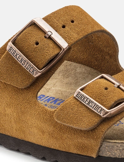 Shop Birkenstock Womens  Arizona Suede Leather (narrow, Soft Footbed) In Brown