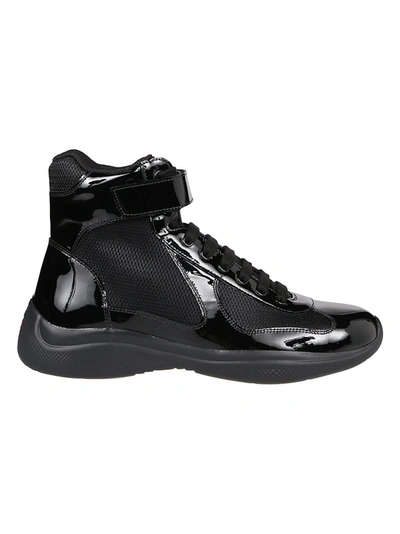 Shop Prada America`s Cup Bike High Top Sneakers In Nero