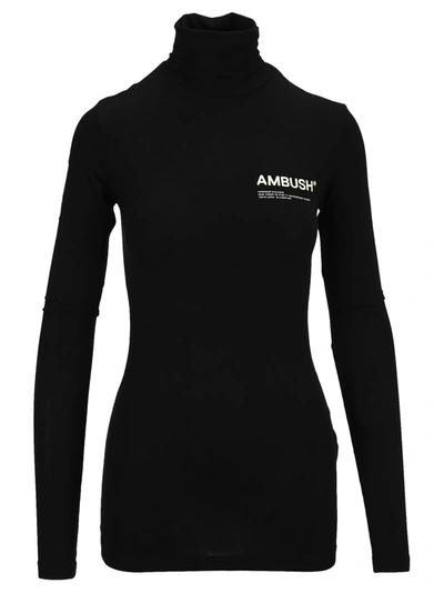 Shop Ambush Roll-neck Fitted Logo Top In Black