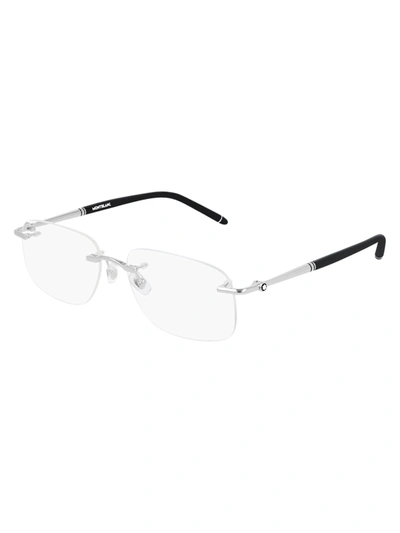 Shop Montblanc Mb0071o Eyewear In Silver Silver Transpa